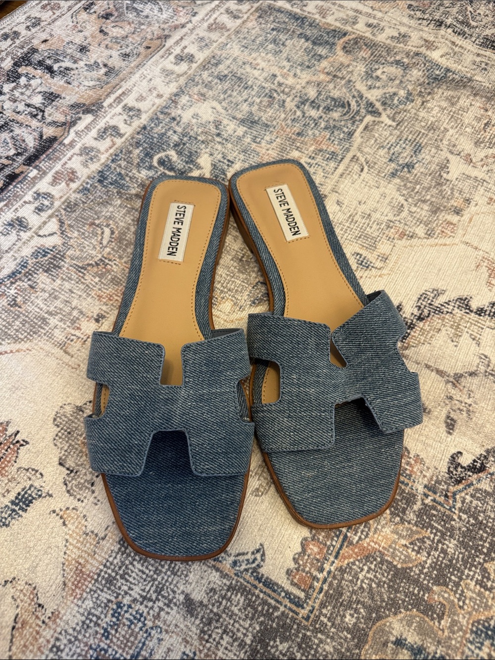 Women’s Steve Madden Hayden Sandals slides Denim 8 Brand New